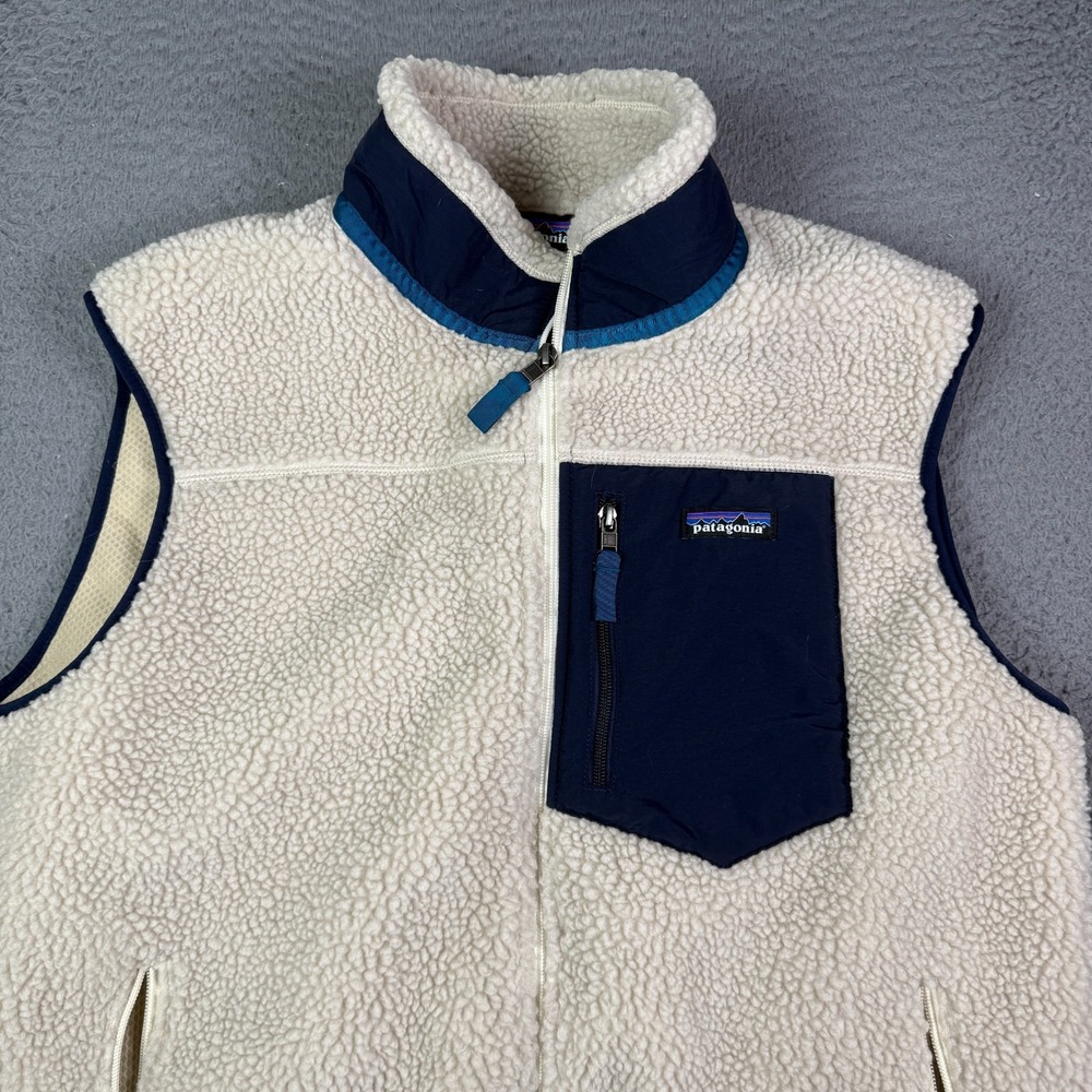 Patagonia Retro-X Fleece Vest Mens XL Natural Beige Sherpa Deep Pile Full Zip